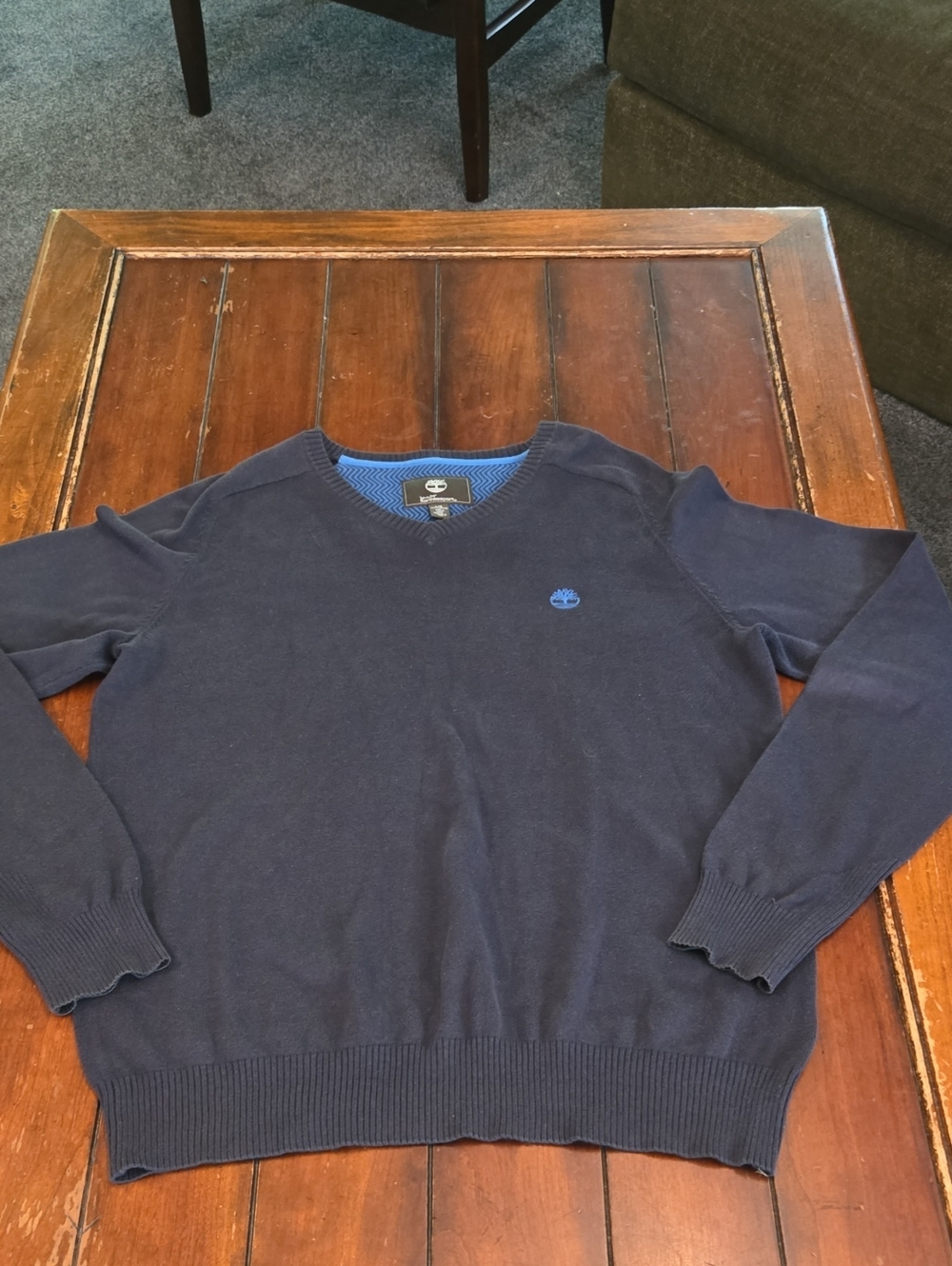 Timberland Men's Dark Navy V-Neck Pullover Sweater